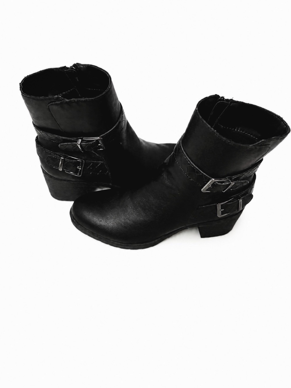 American Girl Black Mid-Calf Buckle Ankle Boots